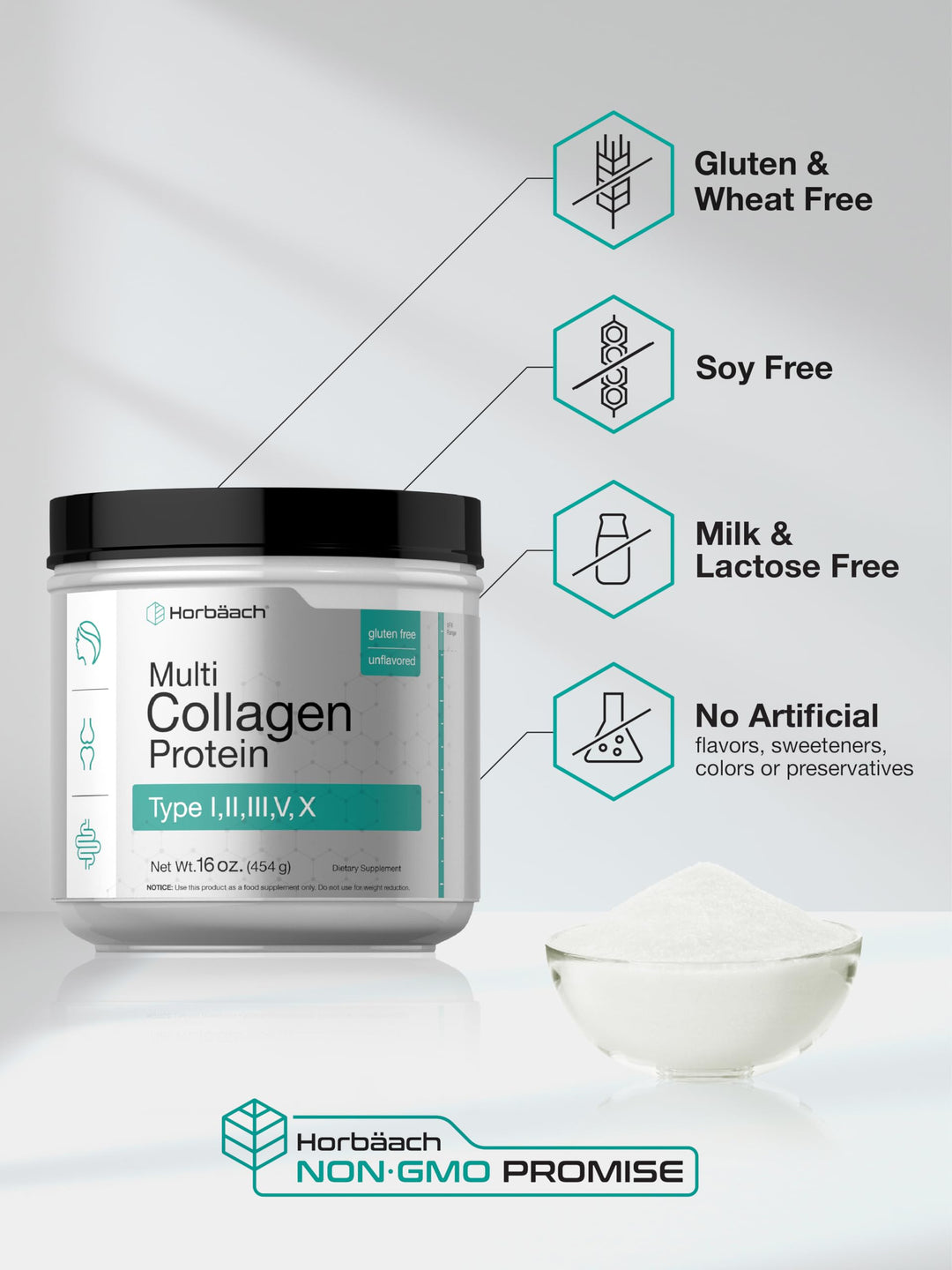 Horbäach Multi Collagen Protein Powder, 16 oz
