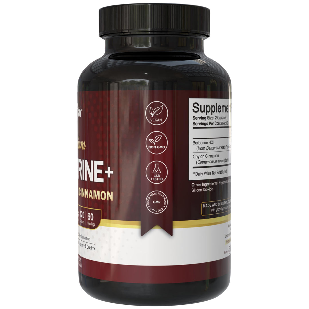 NutriFlair Berberine HCL 1200 mg With Ceylon Cinnamon, 120 Count