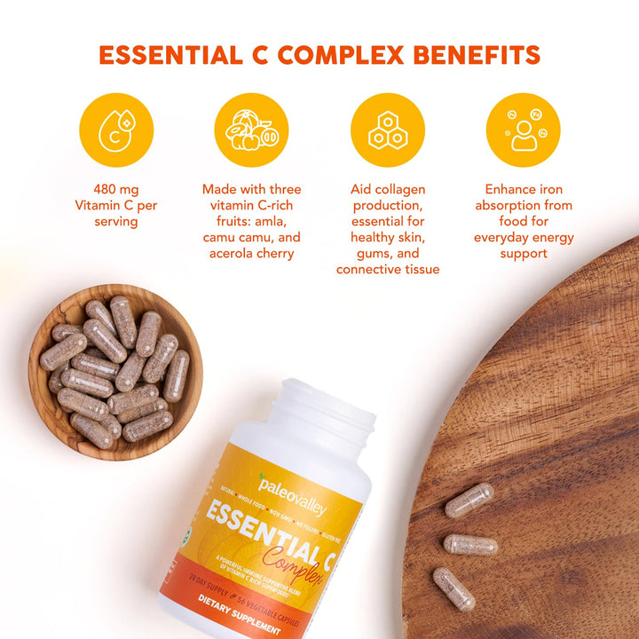 Paleovalley Essential C Complex Vitamin C Supplement, 450 mg, 1 Count