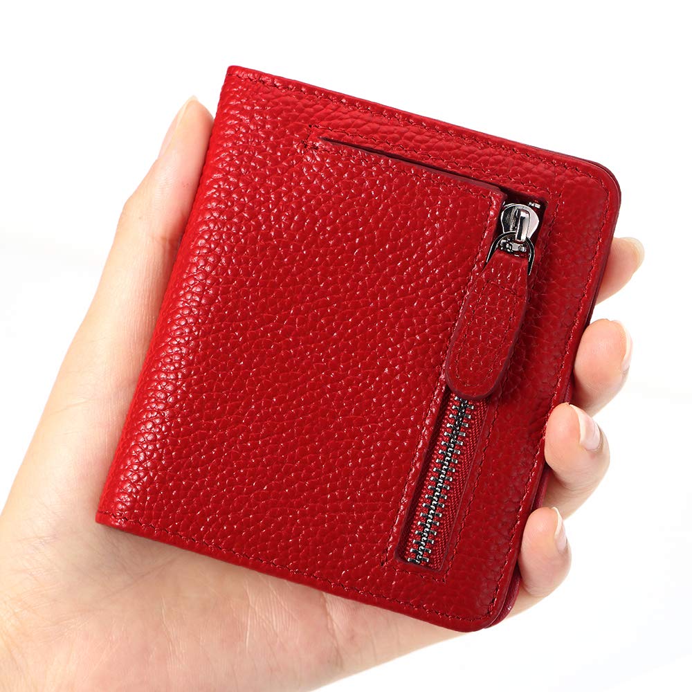 FT FUNTOR Small Compact Bifold Wallet, Red