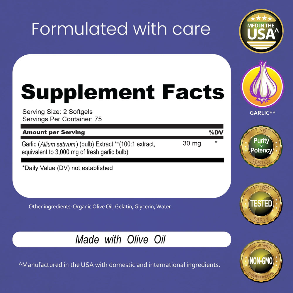 NaturaLife Labs Odorless Garlic Extract Softgels, 150 Count