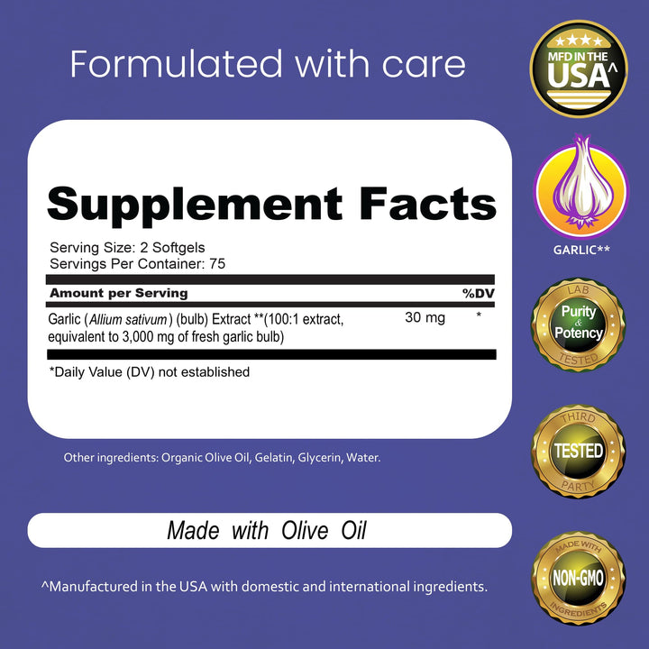 NaturaLife Labs Odorless Garlic Extract Softgels, 150 Count