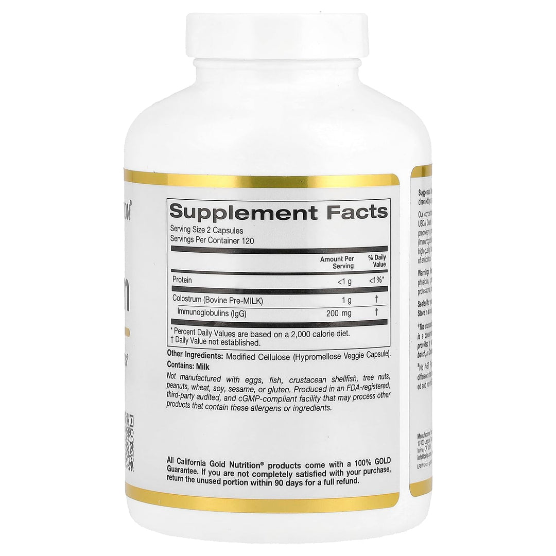 California Gold Nutrition Colostrum Concentrated Bovine Pre-Milk Supplement, 240 Count