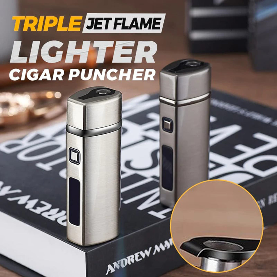 YKLWORLD Triple Jet Flame Lighter, Silver