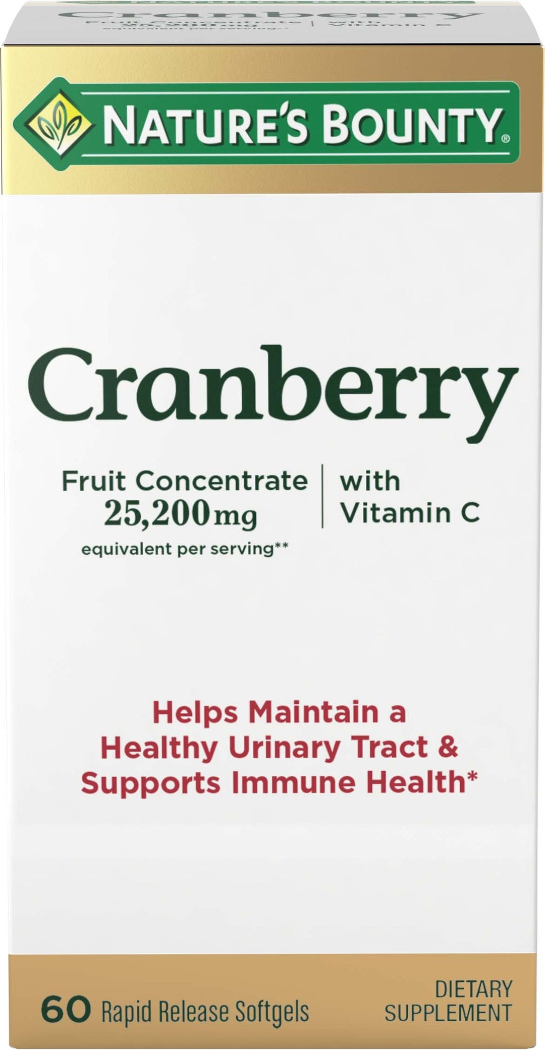 Nature's Bounty Cranberry Dietary Supplement, 25,200 mg, 60 Count