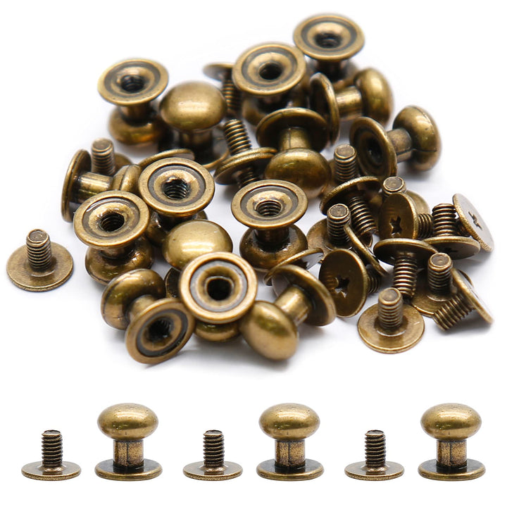 Kyuionty Chicago Screws Round Phillips Head Button Stud, Bronze, 36 Count