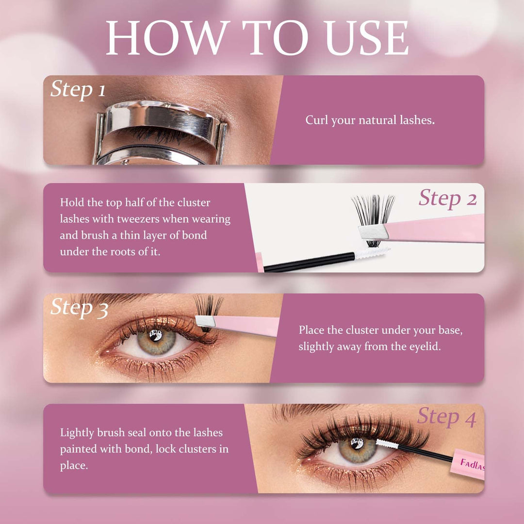 FADLASH DIY Eyelash Extension Kit, D Curl, 240 Count