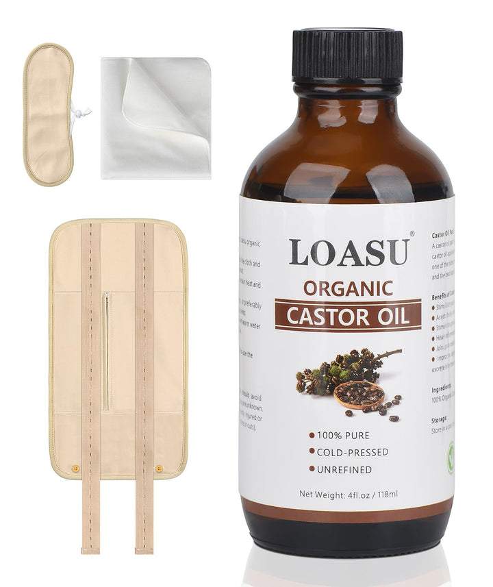 Loasu Castor Oil Pack Kit, 4 fl oz