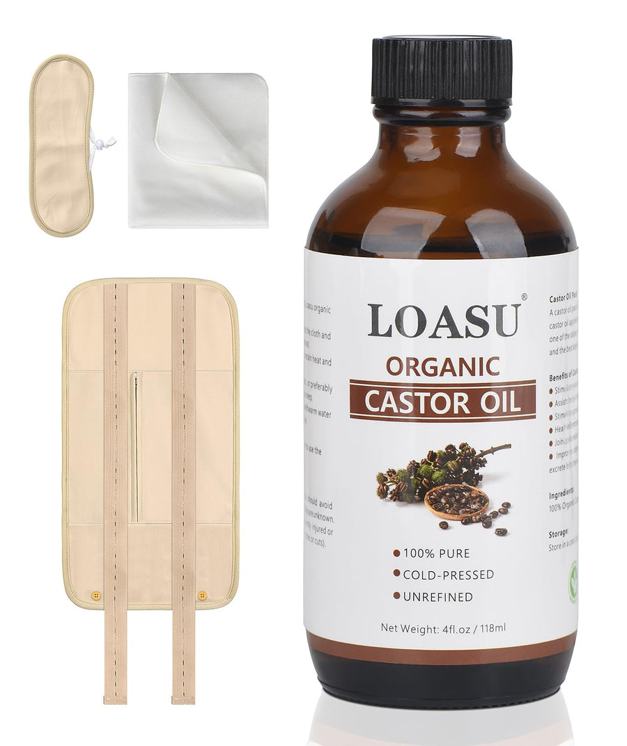 Loasu Castor Oil Pack Kit, 4 fl oz