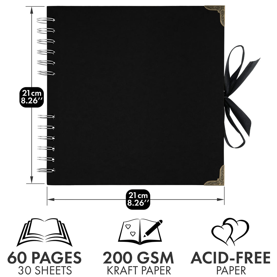 Bstorify Square Scrapbook Photo Album, 60 Pages, 21 x 21 cm
