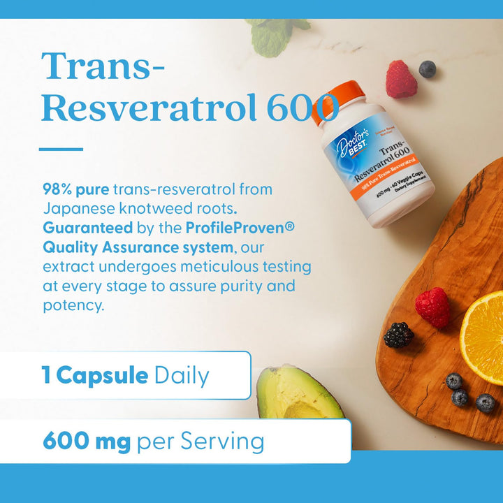 Doctor's BEST Trans Resveratrol, 600 mg, 60 Count