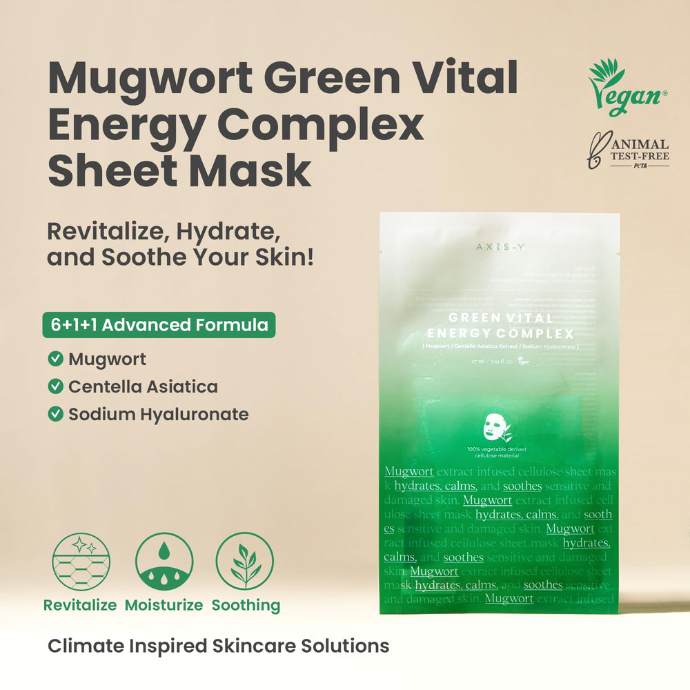 AXIS-Y Mugwort Green Vital Energy Complex Sheet Mask, 5 Count