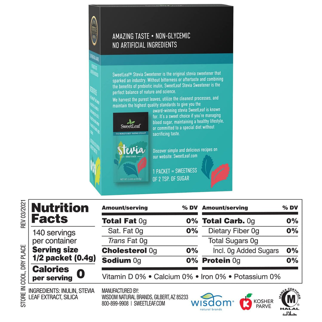SWEET LEAF Stevia Sweetener Packets, 1 g