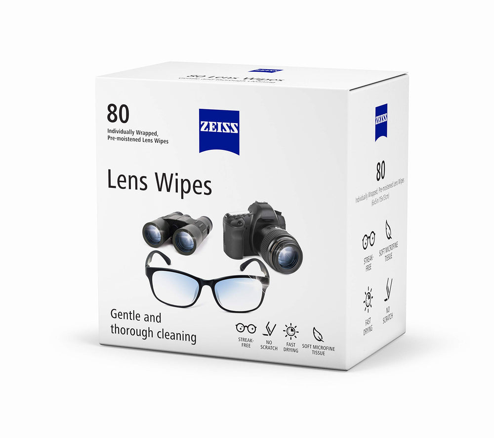 ZEISS Pre-Moistened Lens Cleaning Wipes, 80 Count