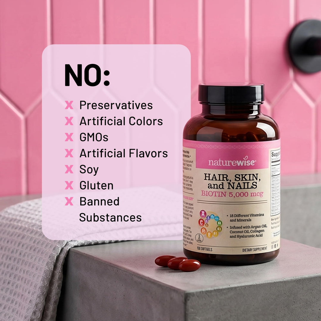 NatureWise Hair Skin and Nails Vitamin, Biotin 5000mcg, 150 Count