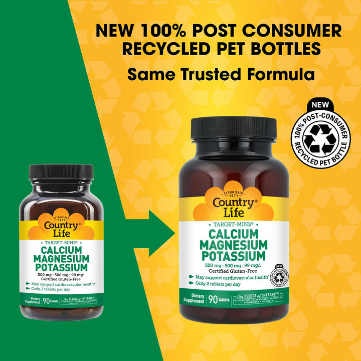 Country Life Target Mins Calcium Magnesium Potassium, 90 Count