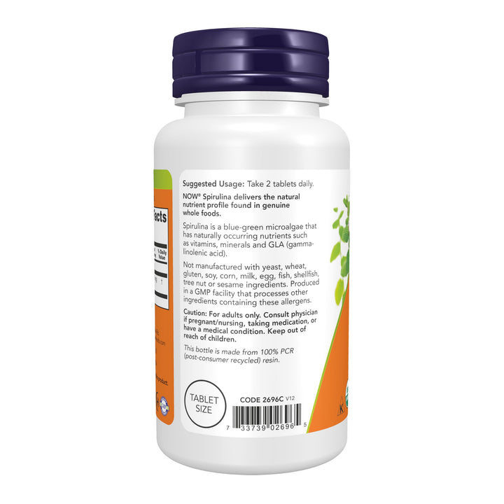 NOW Organic Spirulina, 500 mg, 500 Count