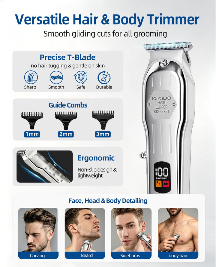 Kikido Hair Clippers, Cordless, Silver