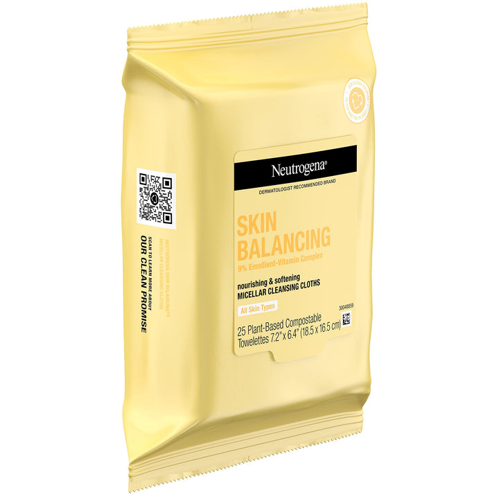 Neutrogena Skin Balancing Micellar Cleansing Cloths, 25 Count