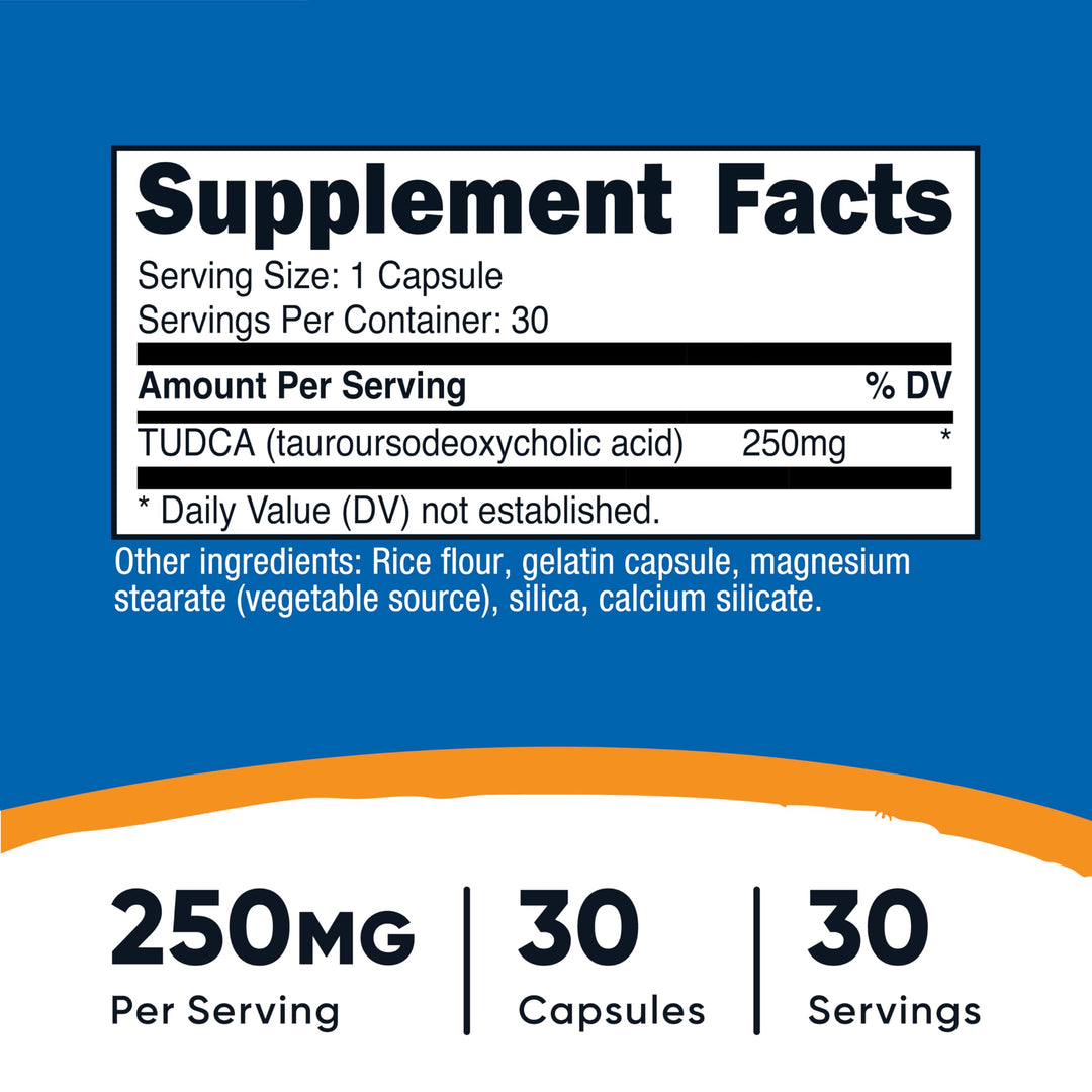 Nutricost Tudca Tauroursodeoxycholic Acid, 250 mg, 30 Count
