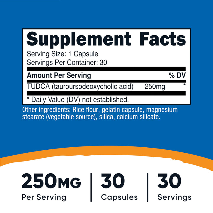 Nutricost Tudca Tauroursodeoxycholic Acid, 250 mg, 30 Count