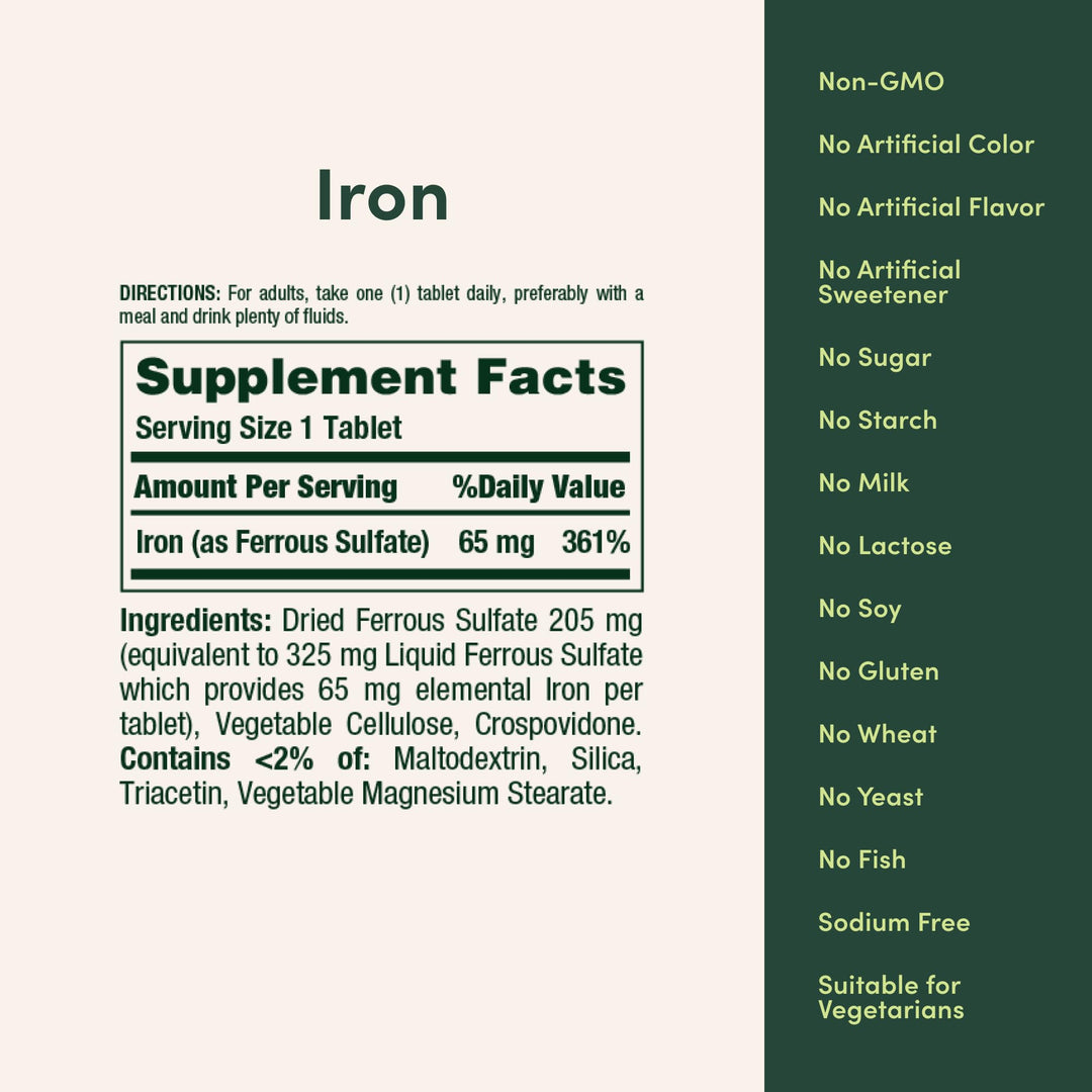 Nature's Bounty Iron 65 mg, 100 Count