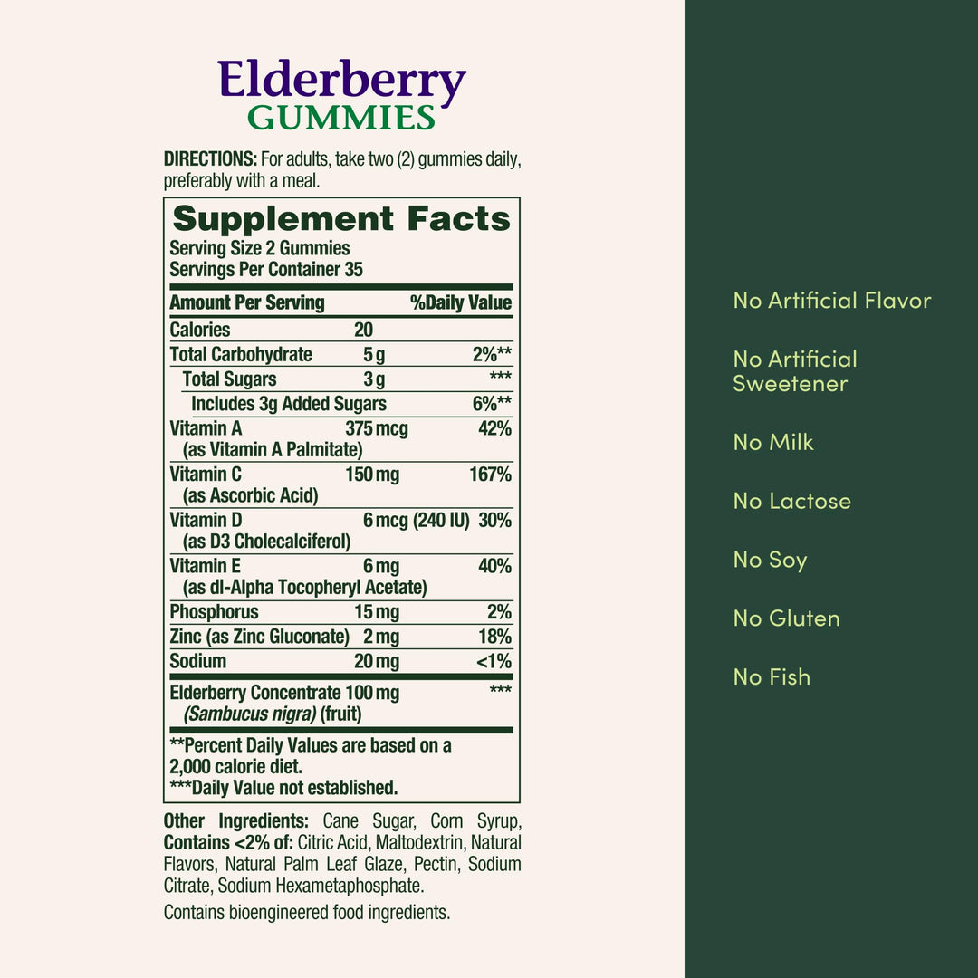 Nature's Bounty Elderberry Gummies, 100 mg, 70 Count