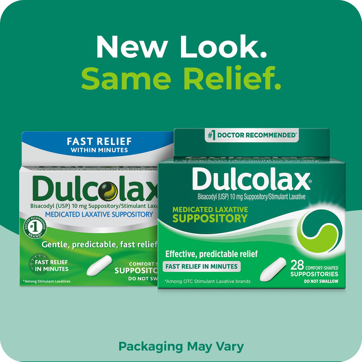 Dulcolax Medicated Laxative Suppositories, 10 mg, 28 Count
