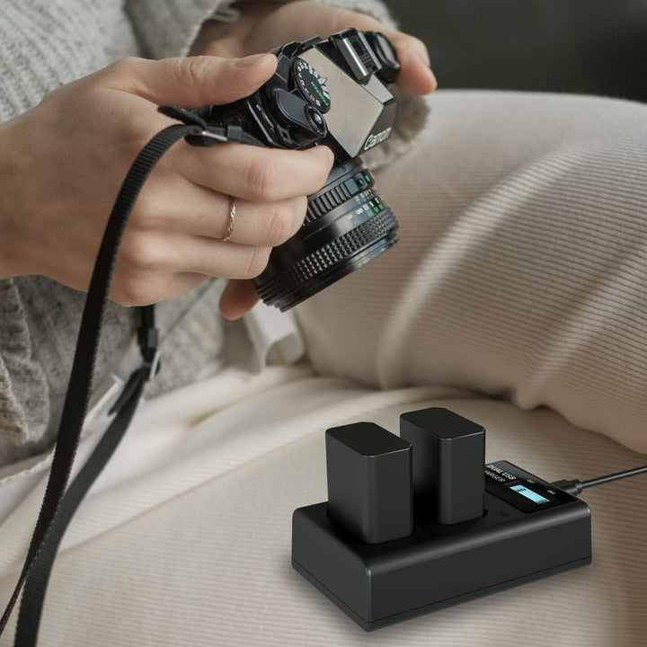 NALACAL Camera Battery Charger, Dual LCD