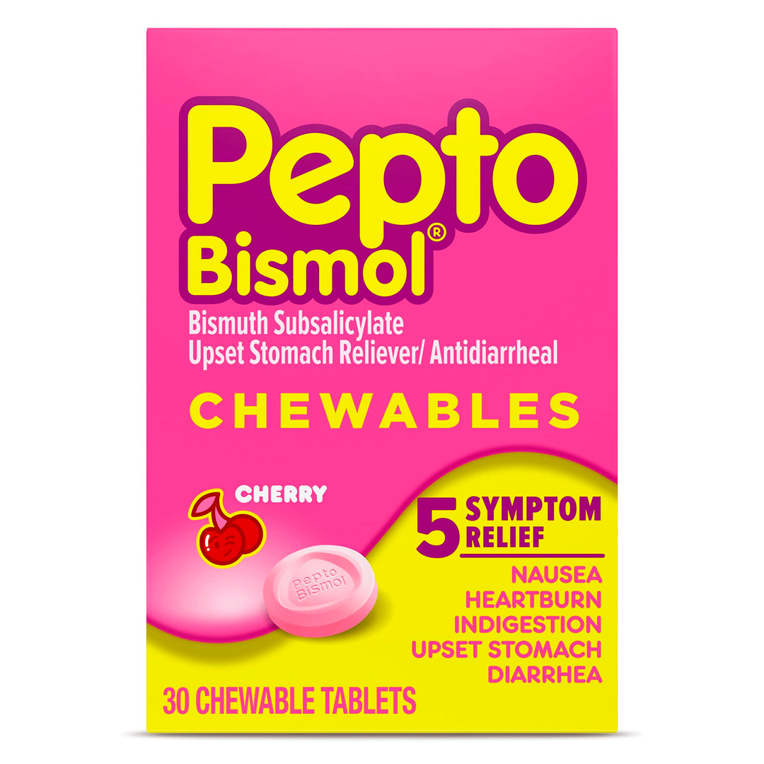Pepto Bismol Digestive Relief Chewable Tablets, Cherry, 30 Count
