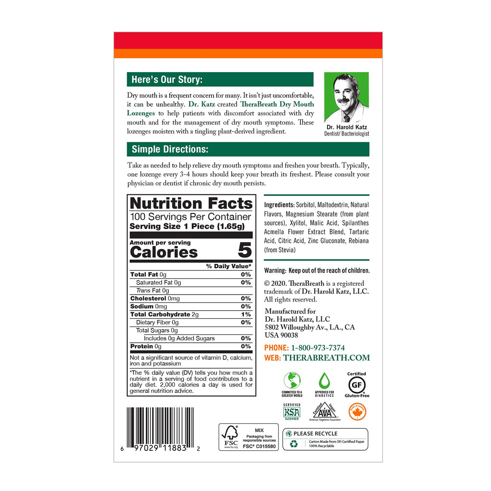 TheraBreath Dry Mouth Lozenges, Tart Berry, 100 Count