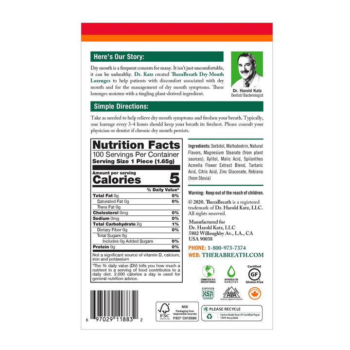 TheraBreath Dry Mouth Lozenges, Tart Berry, 100 Count