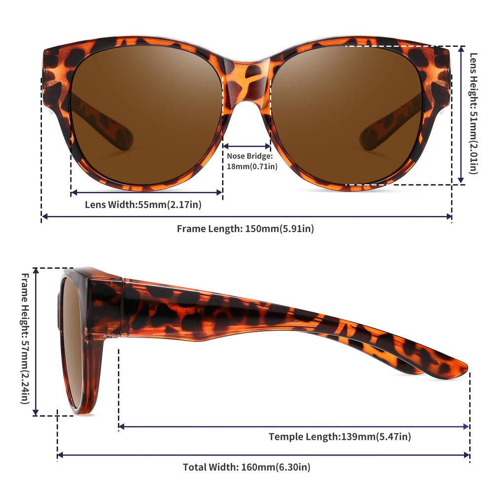GEGURI Fit Over Glasses Sunglasses, Round, Oversized