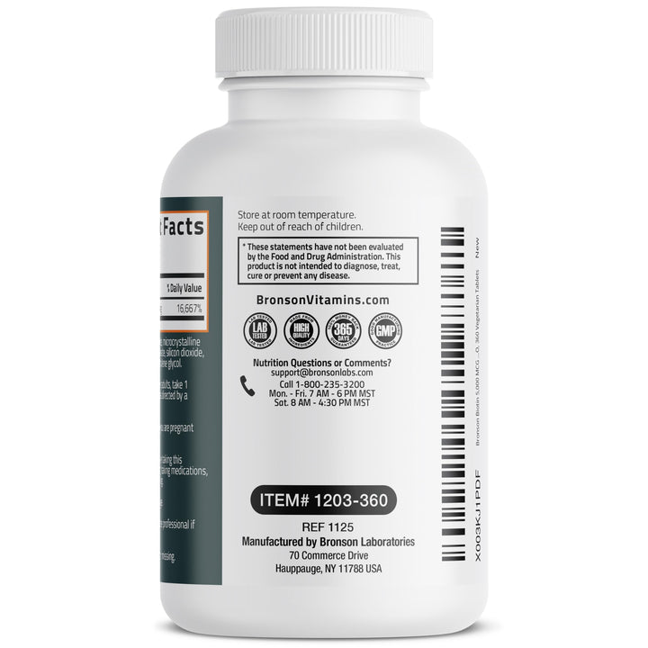 Bronson Biotin Tablets, 5000 mcg, 360 Count
