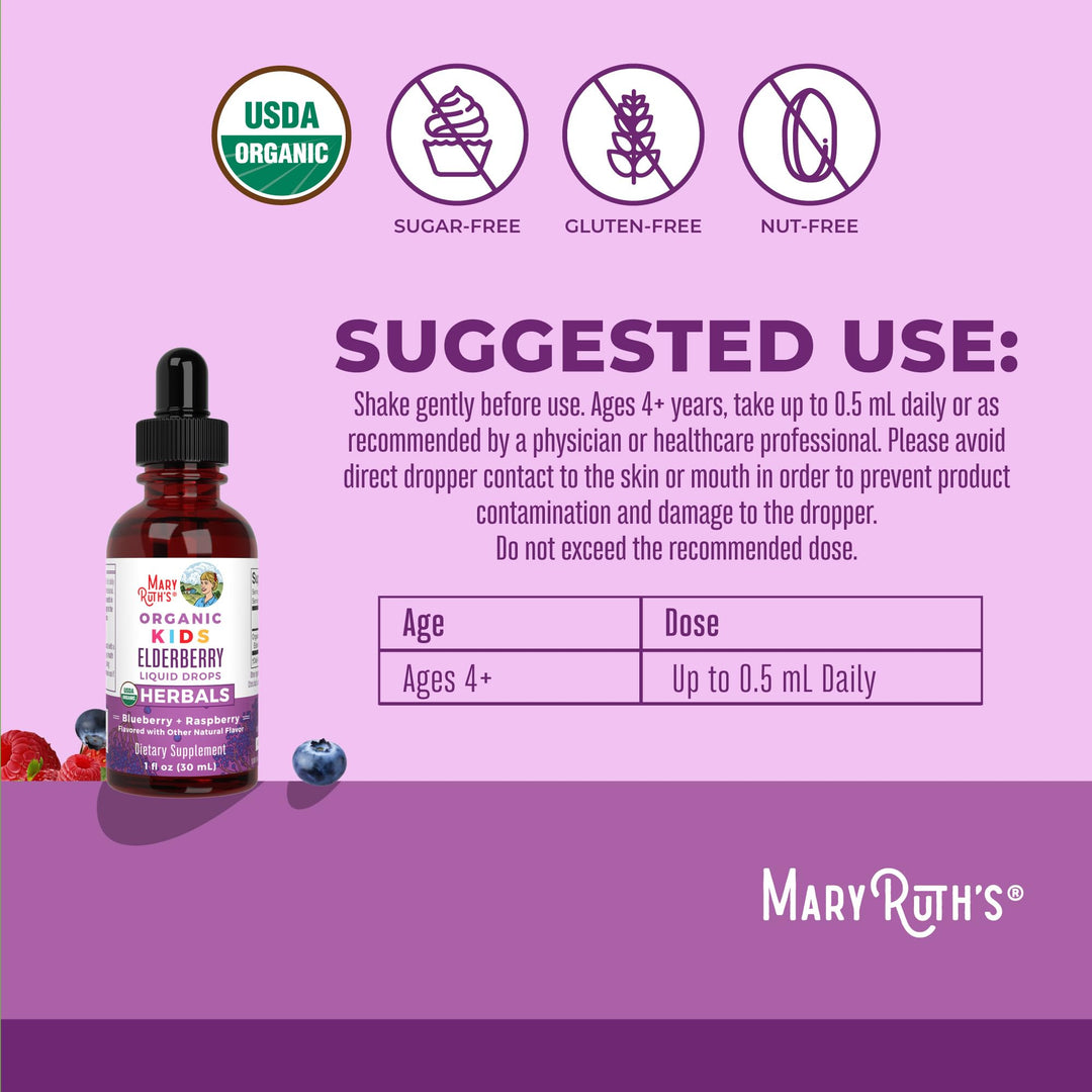 MARYRUTH'S Kids Elderberry Liquid Drops, 1 fl oz