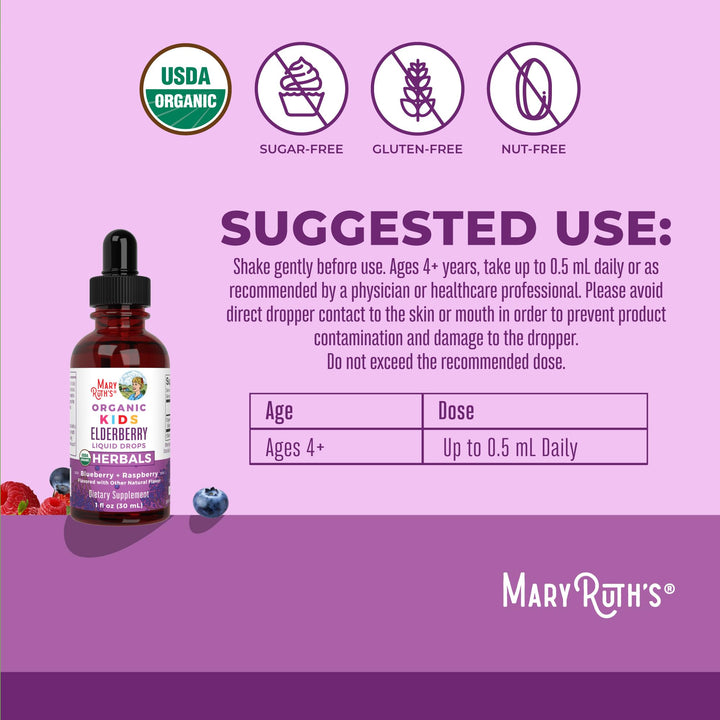 MARYRUTH'S Kids Elderberry Liquid Drops, 1 fl oz