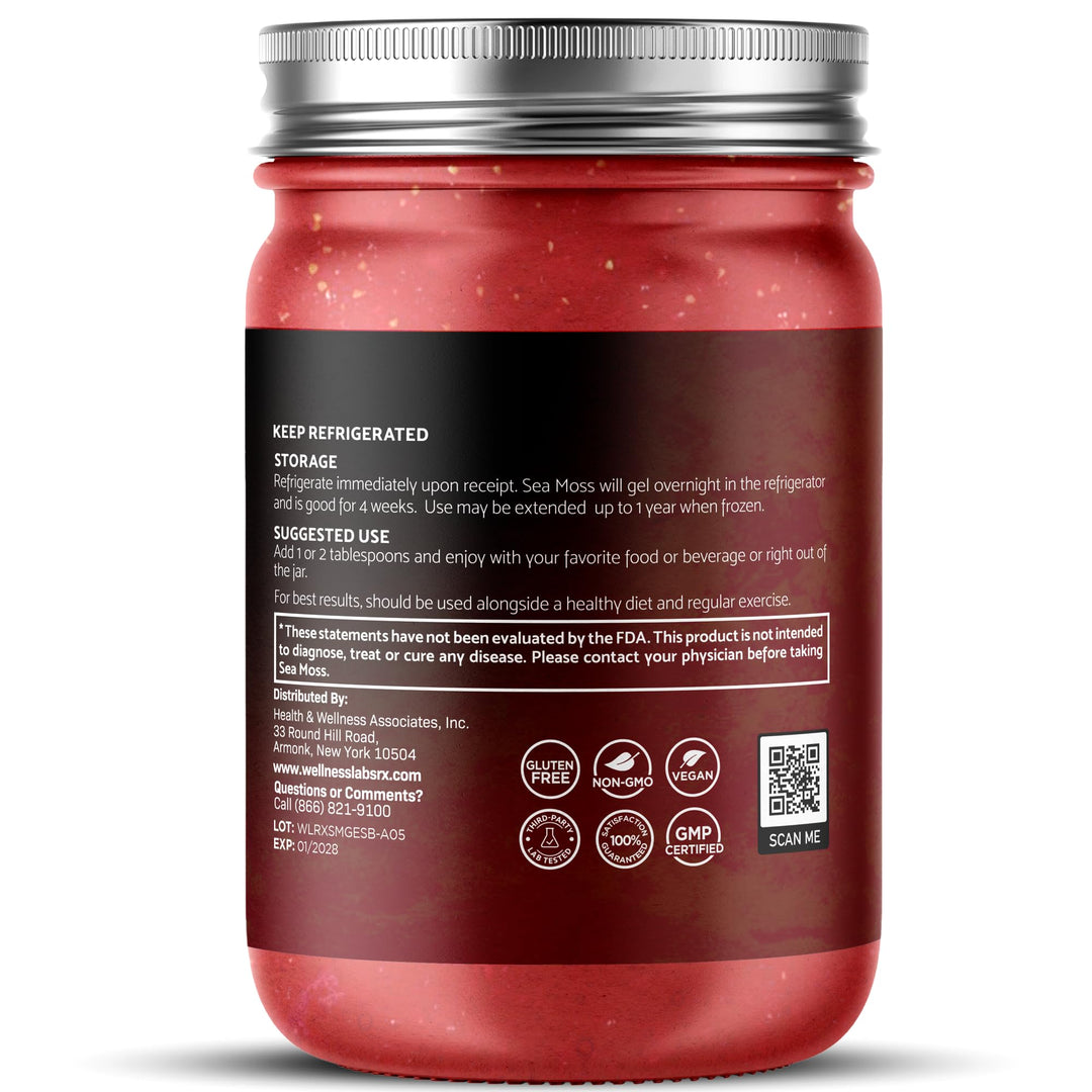 WELLNESS LABSRX Sea Moss Gel, Strawberry Banana, 10 oz