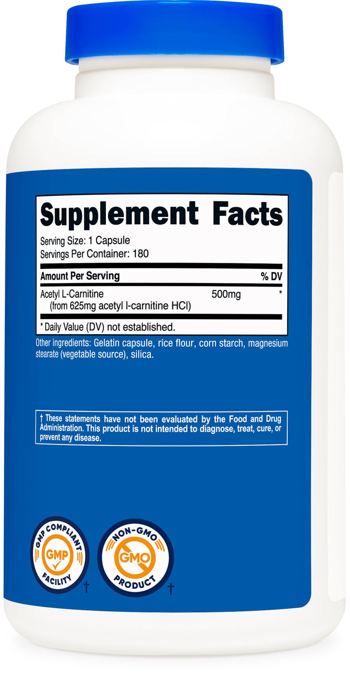 Nutricost Acetyl L-Carnitine, 500 mg, 180 Count