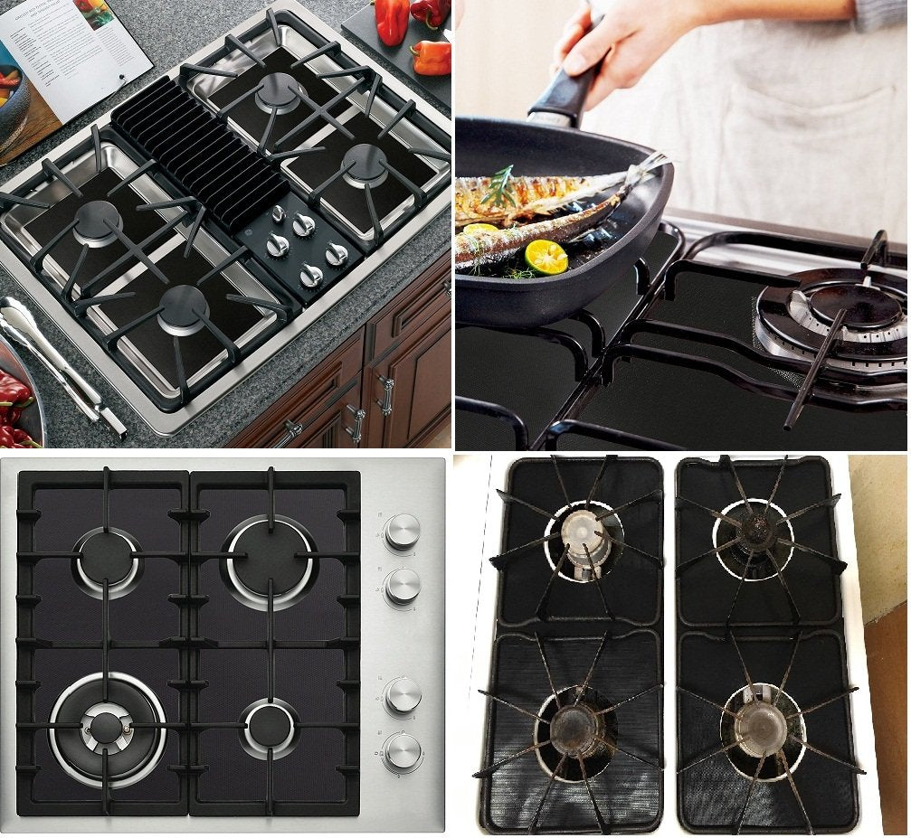 YRYM HT Stove Burner Covers, Black, 8 Count