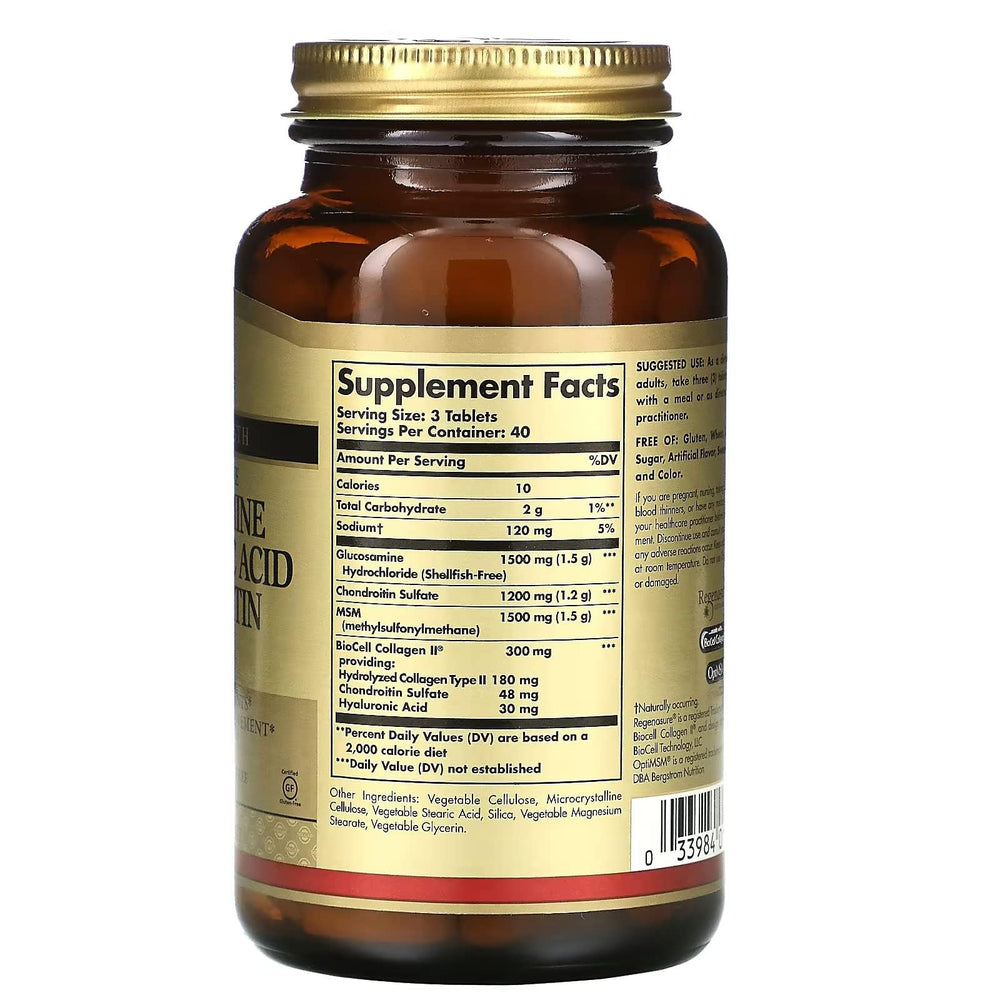 Solgar Glucosamine Hyaluronic Acid Chondroitin MSM, 120 Count