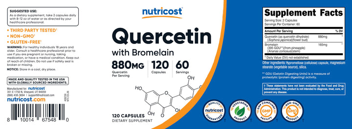Nutricost Quercetin with Bromelain, 880 mg, 60 Servings