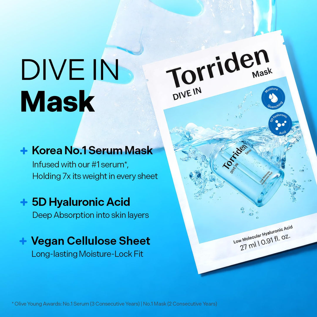 Torriden Dive In Hyaluronic Acid Facial Mask, 10 Count
