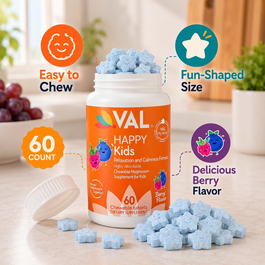 VAL Magnesium for Kids Chewable Tablets, 60 Count