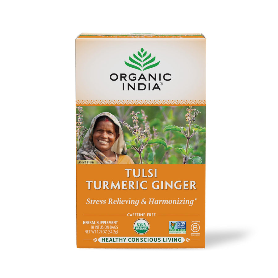 ORGANIC INDIA Tulsi Ginger Turmeric Tea, 18 Count