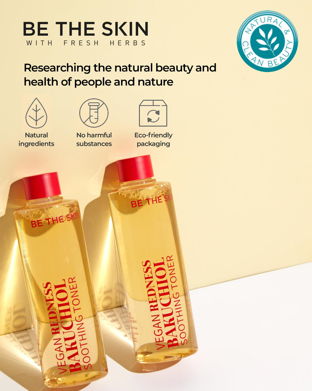 BE THE SKIN Vegan Redness Bakuchiol Soothing Toner, Heartleaf, 8.45 fl oz