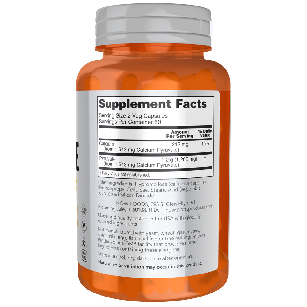 NOW Sports Pyruvate 600 mg, 100 Count