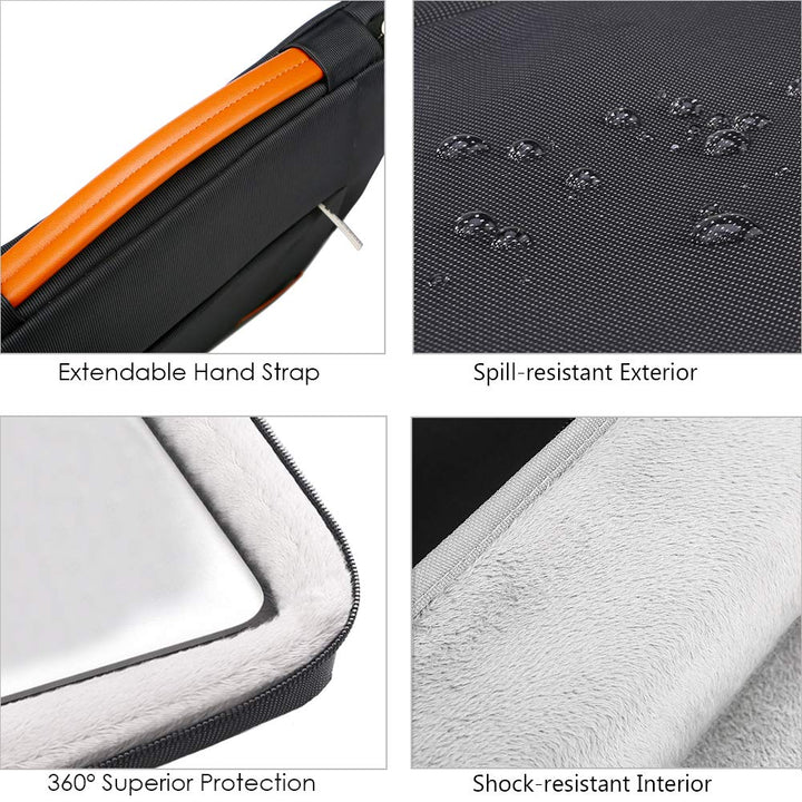 Lacdo 360 Protective Laptop Sleeve Case, Black, 13 in