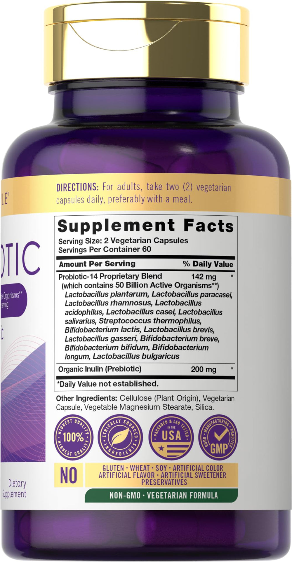 Carlyle Probiotics With Prebiotics, 50 Billion Active Organisms, 120 Count