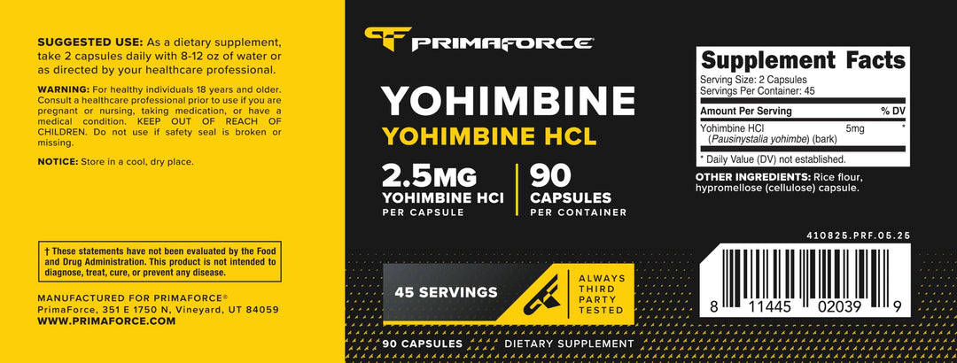 Primaforce Yohimbine HCl, 2.5 mg, 90 Count