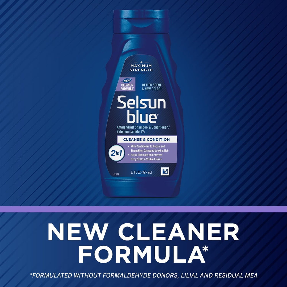 Selsun Blue 2-in-1 Anti-Dandruff Shampoo And Conditioner, Maximum Strength, 11 fl oz